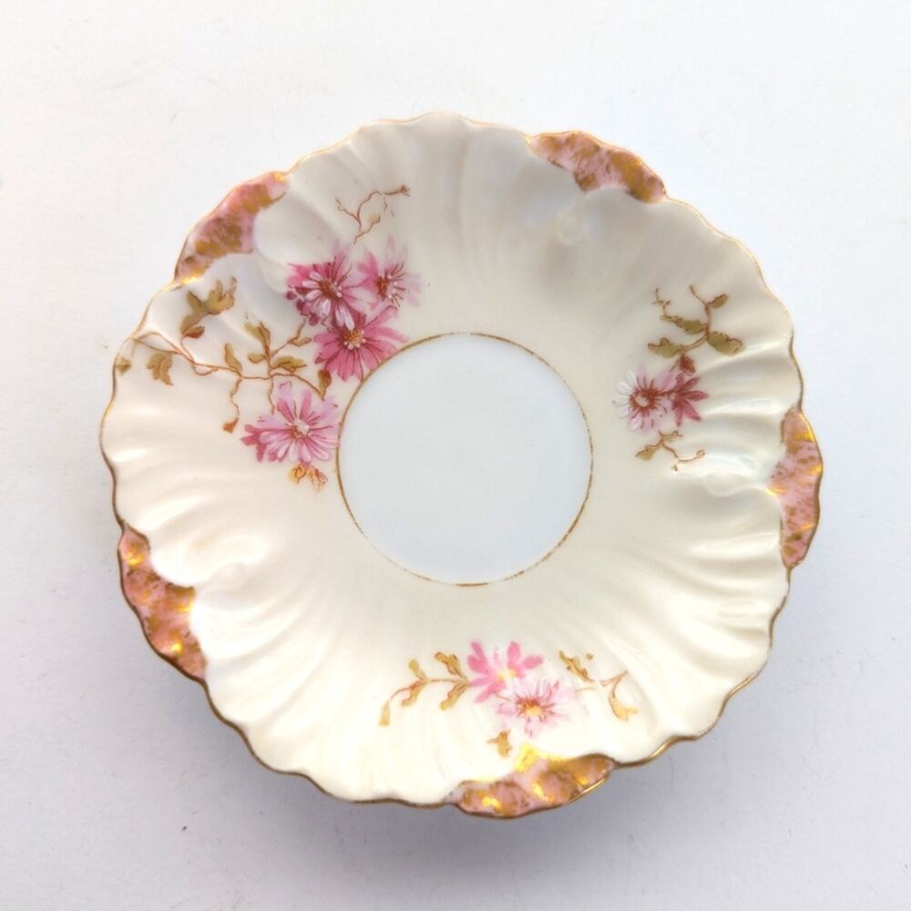 Vintage Limoges France Porcelain Ceramic Romantic Floral Tea Saucer Plate